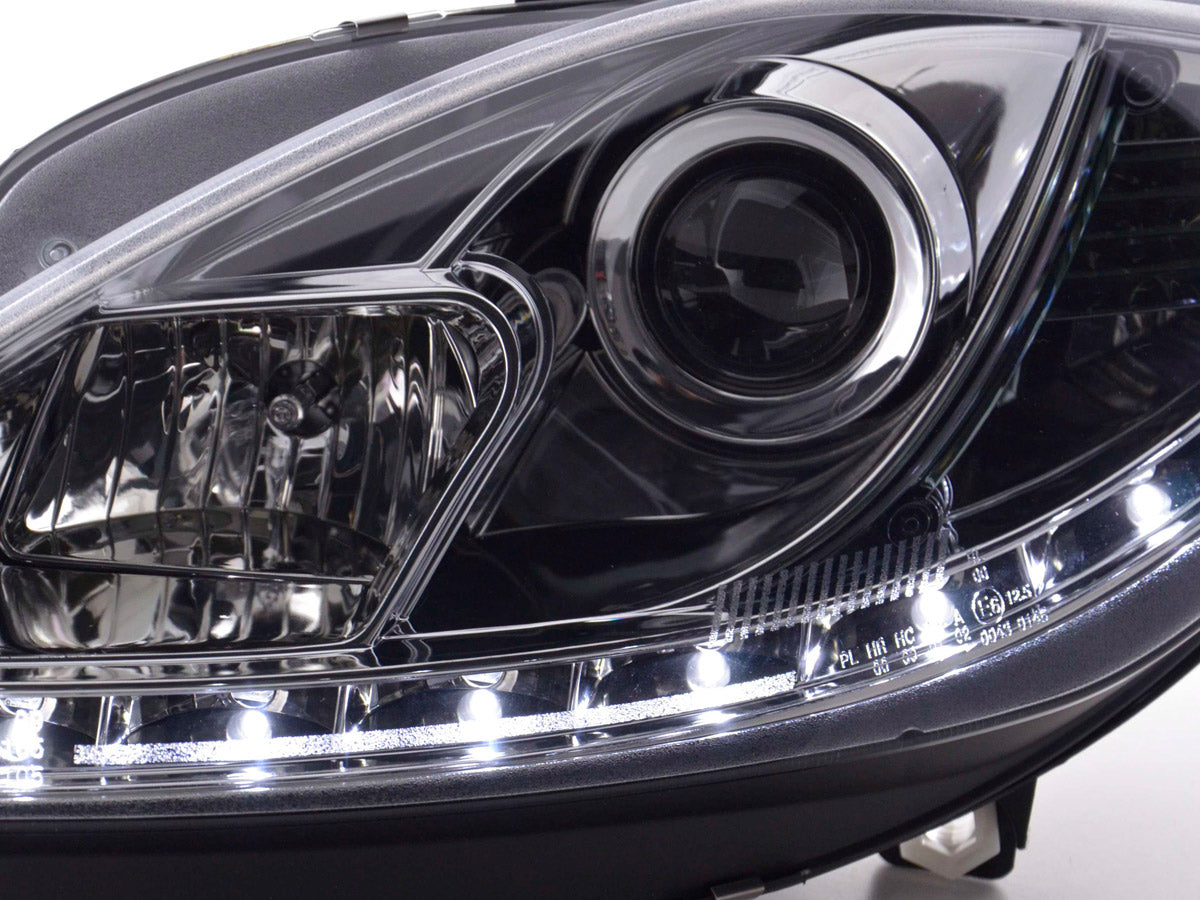Scheinwerfer Set Daylight LED TFL-Optik Seat Leon 1P 09- chrom Scheinwerfer Set Daylight LED TFL-Optik Seat Leon 1P 09- chrom